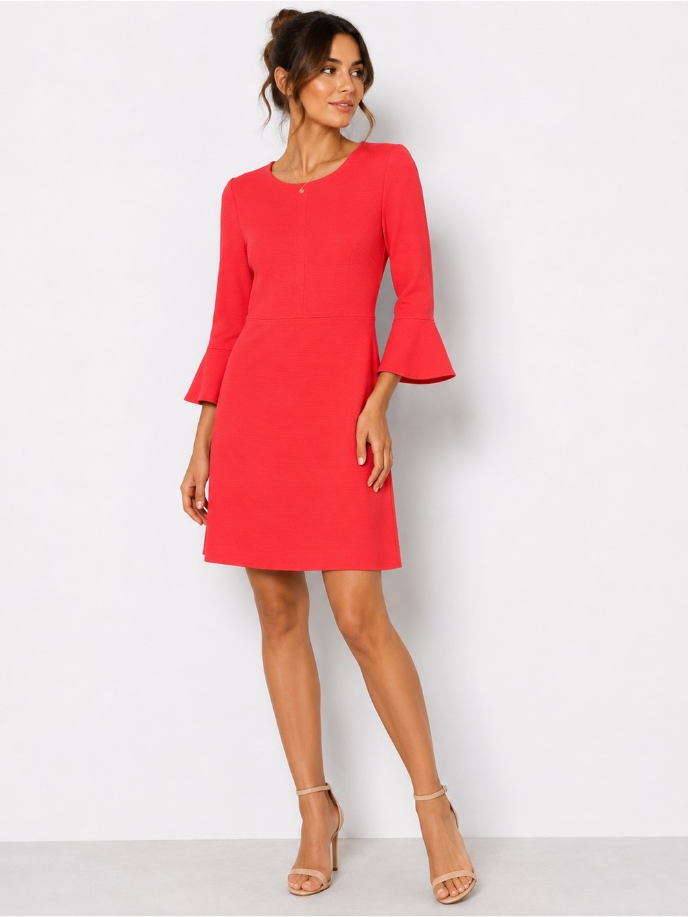 J. Crew Coral Red Bell-Sleeve Mini Dress 4